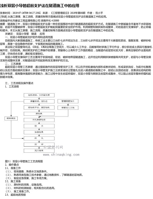 浅析双层小导管超前支护法在隧道施工中的应用