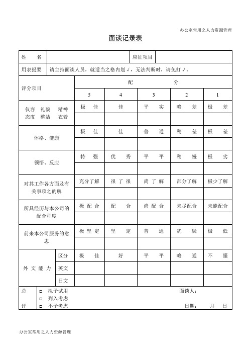 面谈记录表