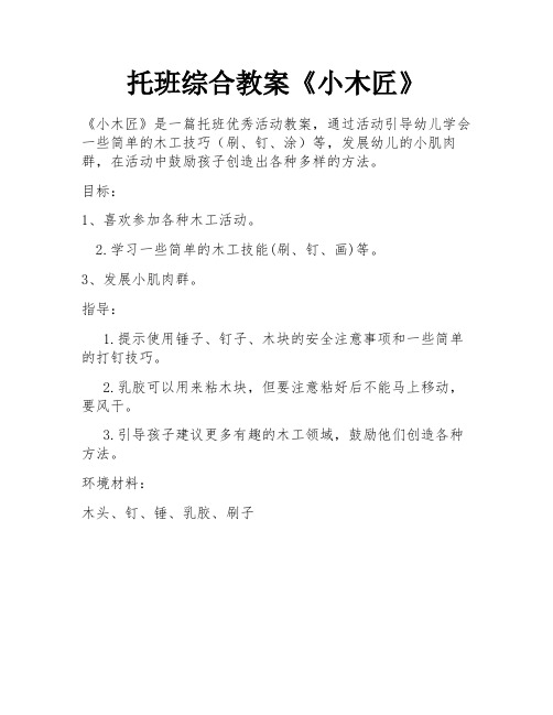 托班综合教案《小木匠》