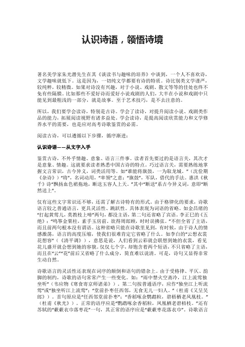 认识诗语,领悟诗境