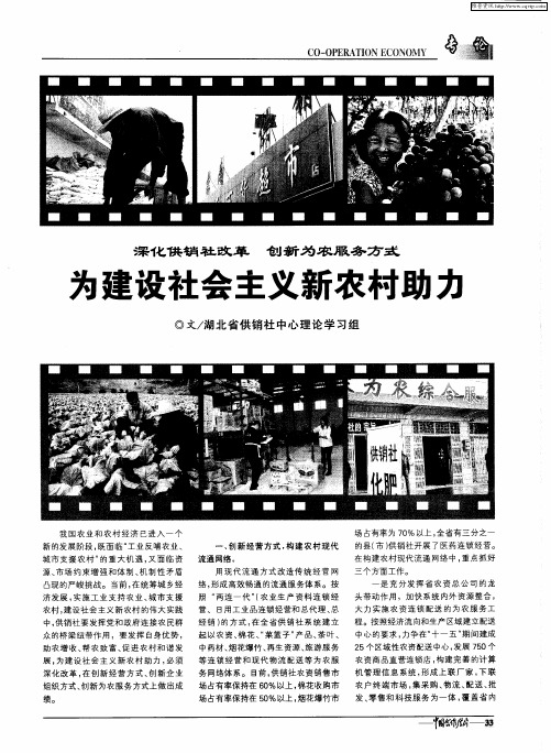 深化供销社改革 创新为农服务方式 为建设社会主义新农村助力