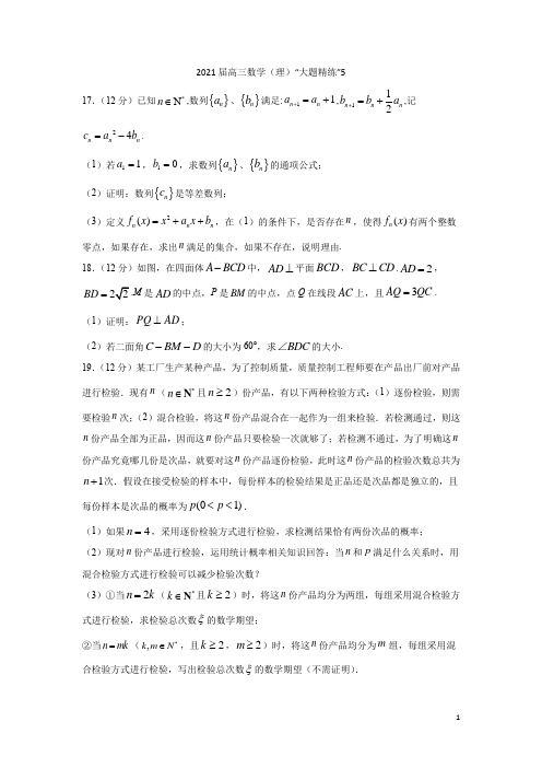 2021届高三数学(理)“大题精练”5