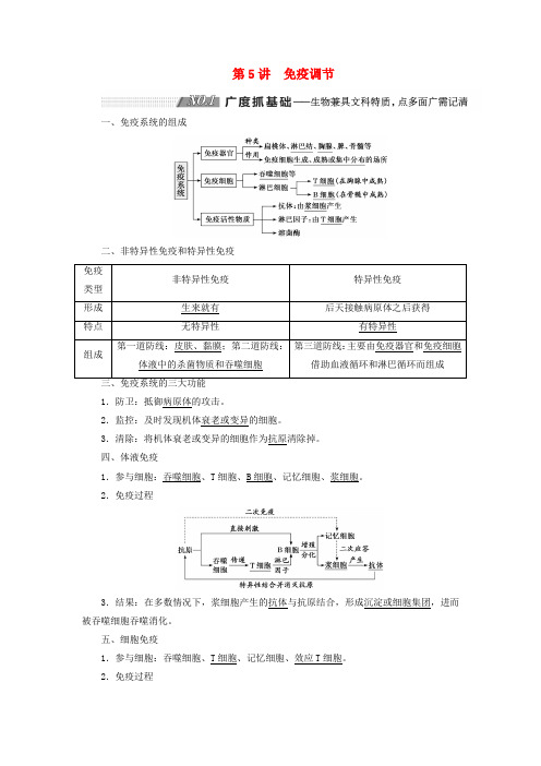(通用版)2020版高考生物一轮复习第一单元第5讲免疫调节学案(含解析)