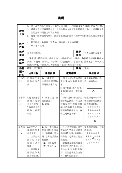 双人花样跳绳教学设计