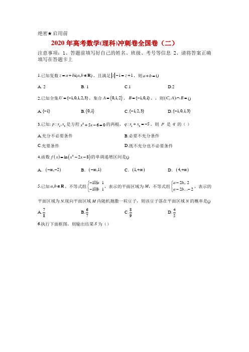 2020年高考数学(理科)冲刺卷 全国卷(二)