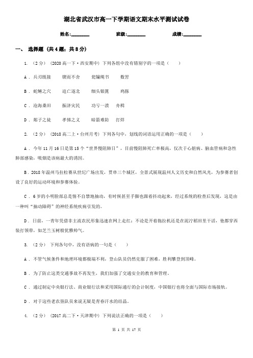 湖北省武汉市高一下学期语文期末水平测试试卷
