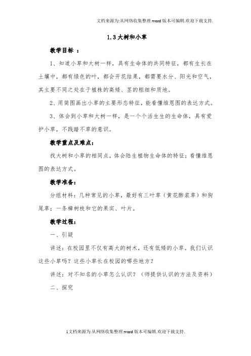 教科版科学三上大树和小草教案