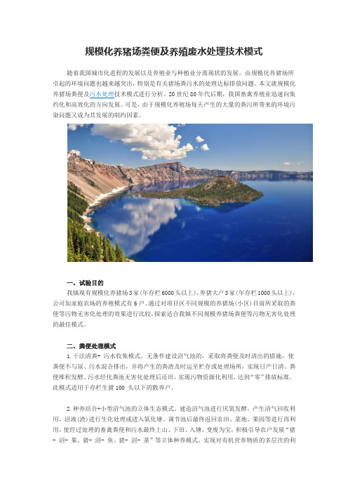 规模化养猪场粪便及养殖废水处理技术模式