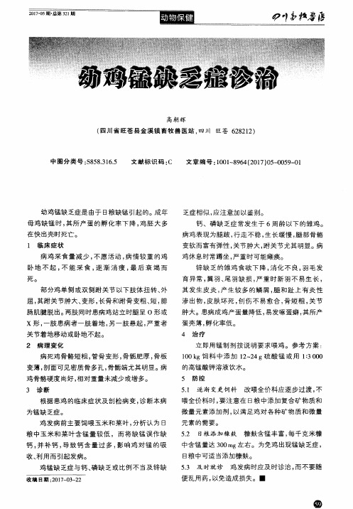 幼鸡锰缺乏症诊治