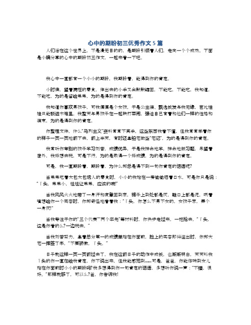 心中的期盼初三优秀作文5篇