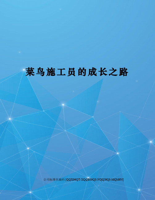菜鸟施工员的成长之路精编版
