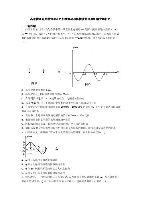 高考物理新力学知识点之机械振动与机械波易错题汇编含解析(1)