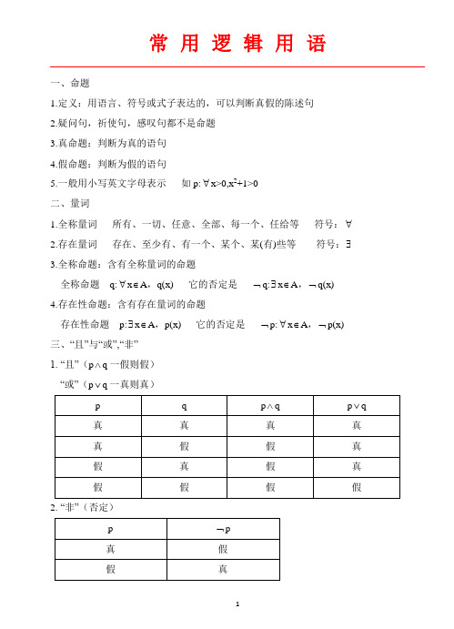 高中数学-常用逻辑用语