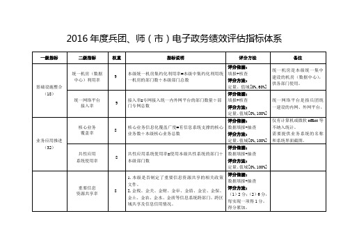 电子政务绩效评价指标体系复习进程