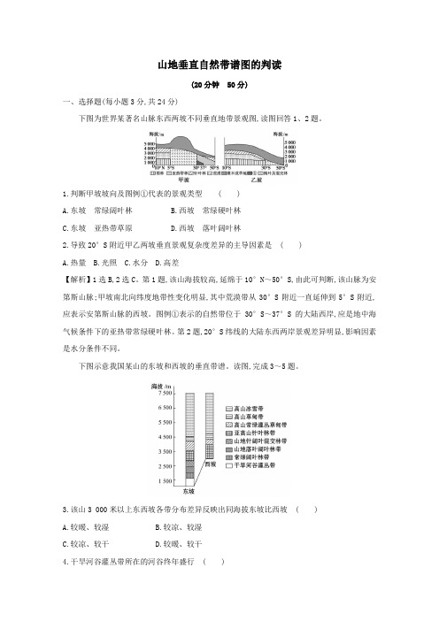 2021版高考地理一轮复习图表解读专项练五山地垂直自然带谱图的判读含解析人教版.doc