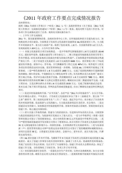 2011年政府工作要点完成情况报告