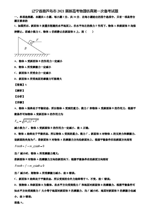 辽宁省葫芦岛市2021届新高考物理仿真第一次备考试题含解析