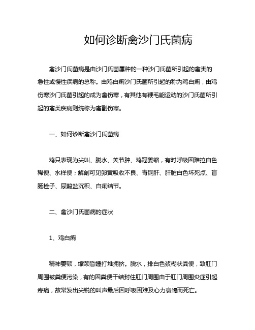 如何诊断禽沙门氏菌病