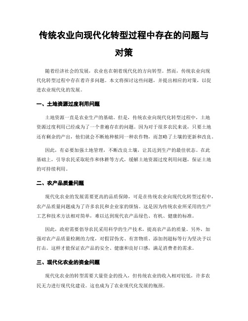 传统农业向现代化转型过程中存在的问题与对策