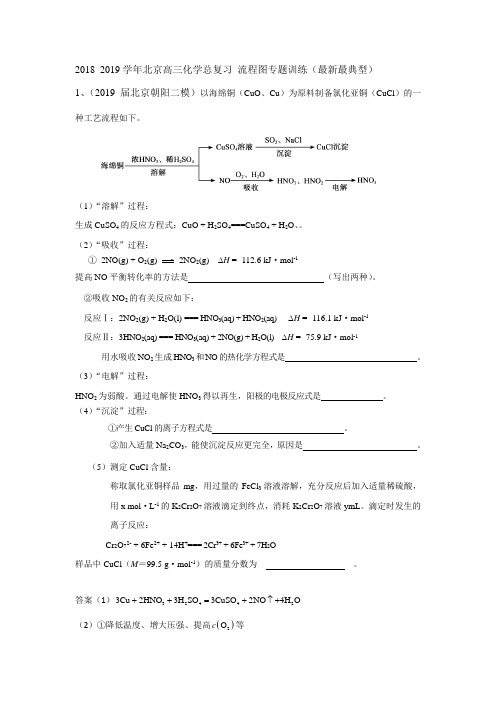 2018_2019学年北京高三化学总复习 流程图专题训练