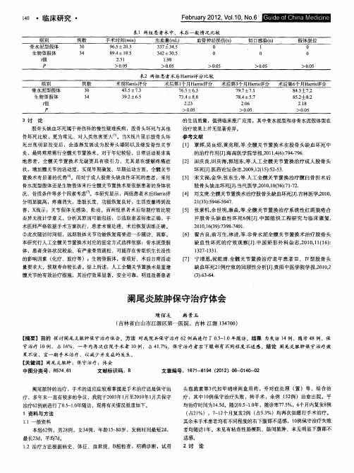 阑尾炎脓肿保守治疗体会