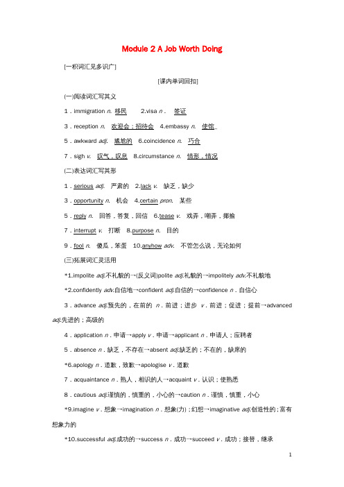 高考英语一轮复习Module2AJobWorthDoing讲义外研版必修5