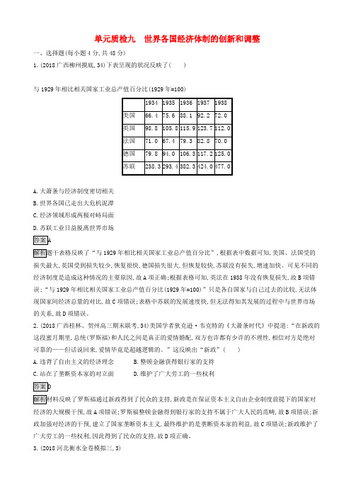 山东省高考历史一轮复习单元质检九世界各国经济体制的创新和调整新人教版201903112311