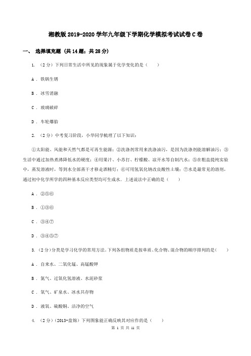 湘教版2019-2020学年九年级下学期化学模拟考试试卷C卷