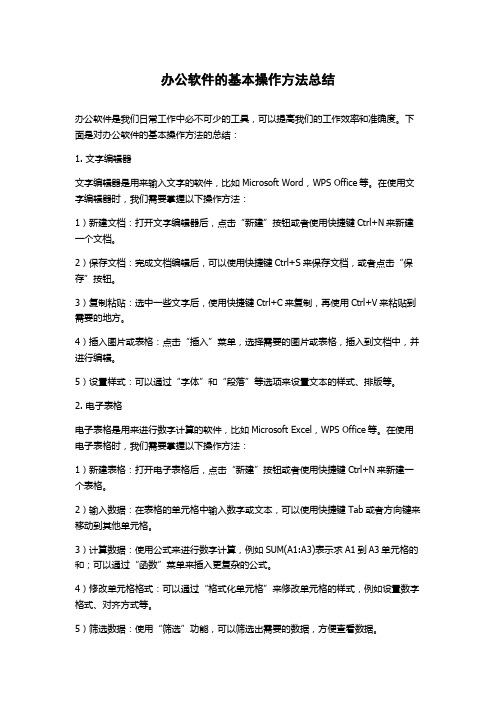 办公软件的基本操作方法总结