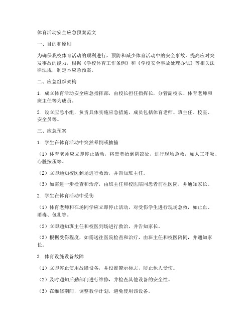 体育活动安全应急预案范文