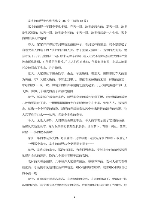 家乡的田野景色优秀作文600字(精选12篇最新)