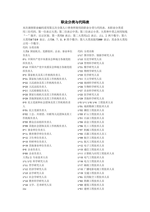 (完整word版)职业分类与代码表