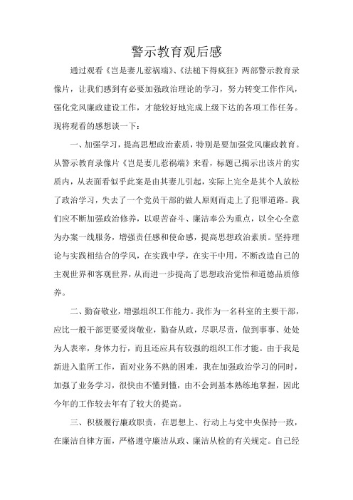 警示教育观后感