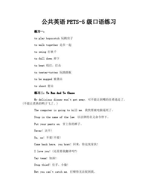 公共英语PETS-5级口语练习