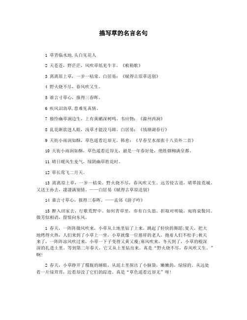 描写草的名言名句
