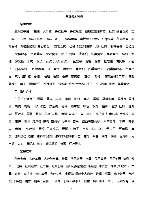 常绿乔木、落叶乔木种类精编版