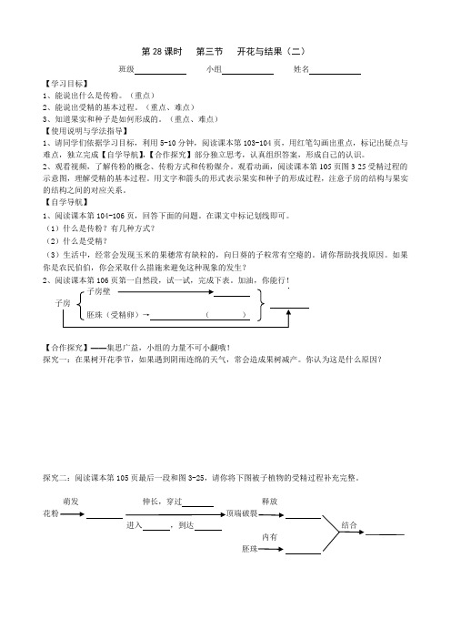 七年级生物《开花与结果(二)》导学案