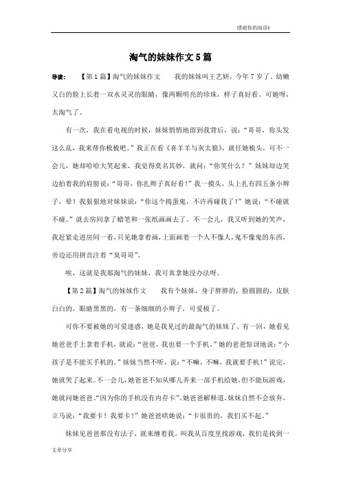 淘气的妹妹作文5篇