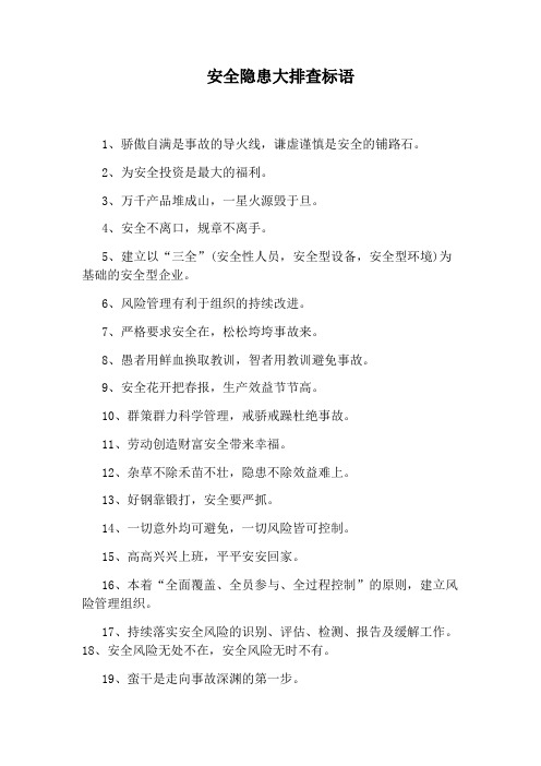 安全隐患大排查标语