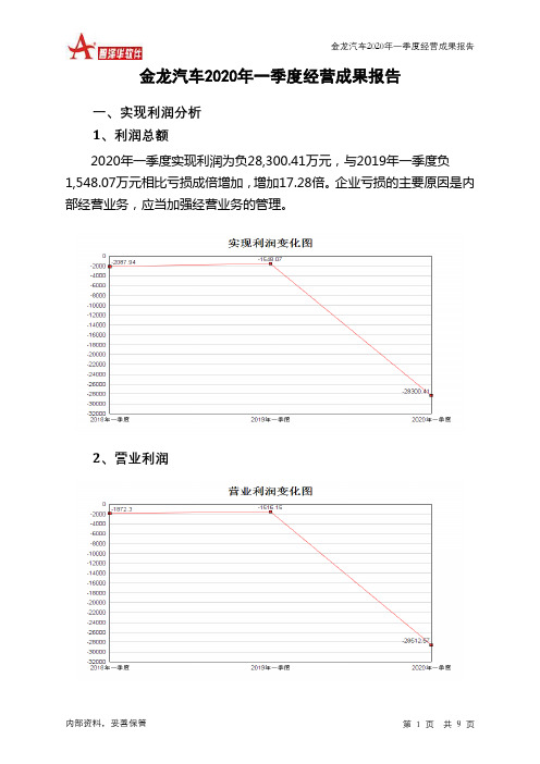 金龙汽车2020年一季度经营成果报告