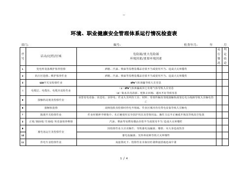 环境职业健康安全管理体系运行情况检查表