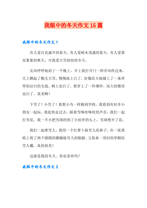 我眼中的冬天作文15篇