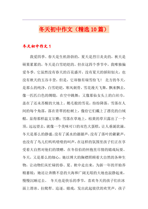 冬天初中作文(精选10篇)