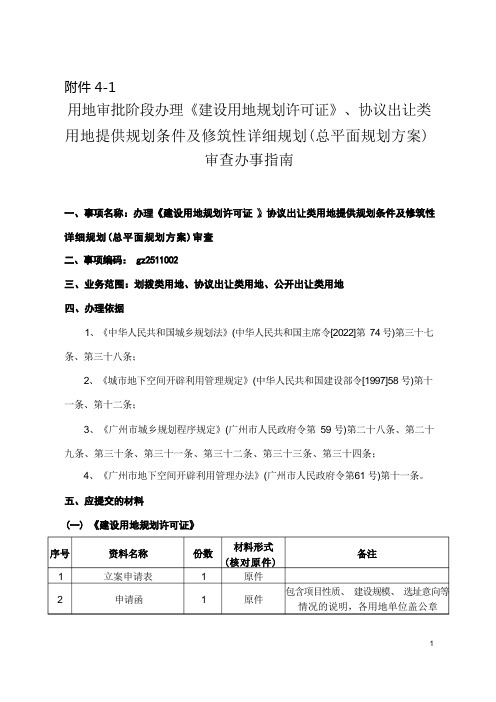 修建性详细规划(总平面规划方案)审查办事指南