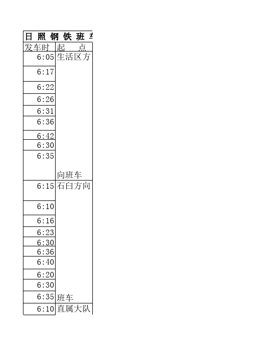 最新日照钢铁班车时刻表