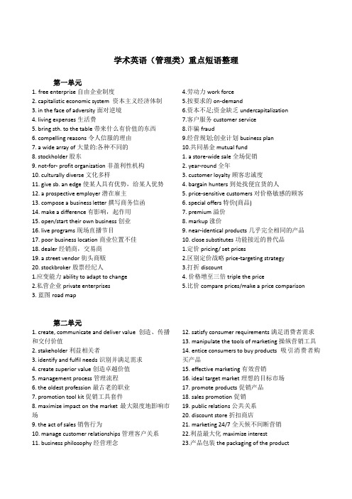 学术英语(管理类)单词短语整理