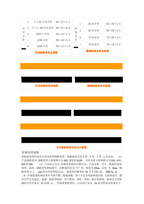 轻钢龙骨规格知识