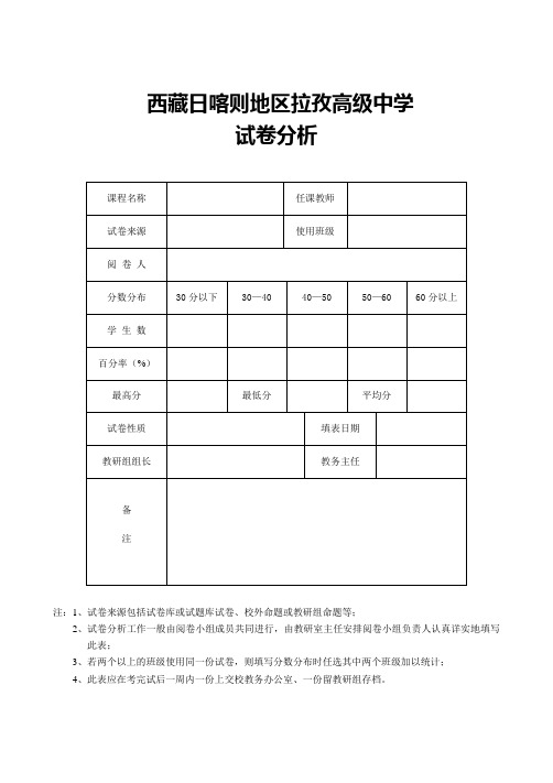 试卷分析模板