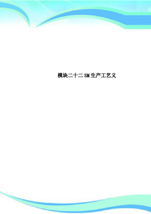 模块二十二SM生产工艺义