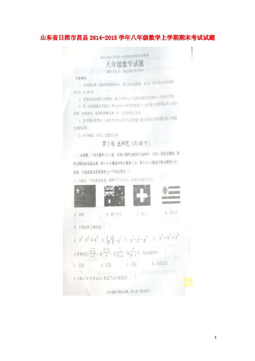 山东省日照市莒县八年级数学上学期期末考试试题(扫描